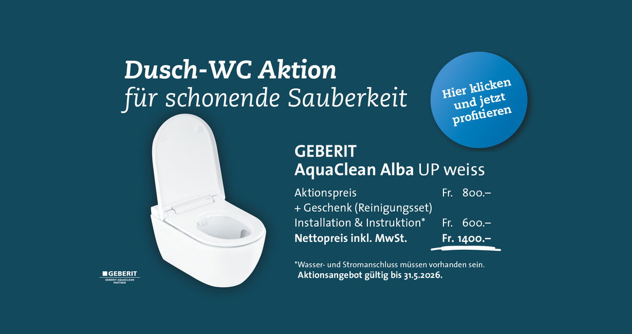 Geberit Dusch-WC Aktion bei Rogger Sanitär-Heizung AG in Ruswil